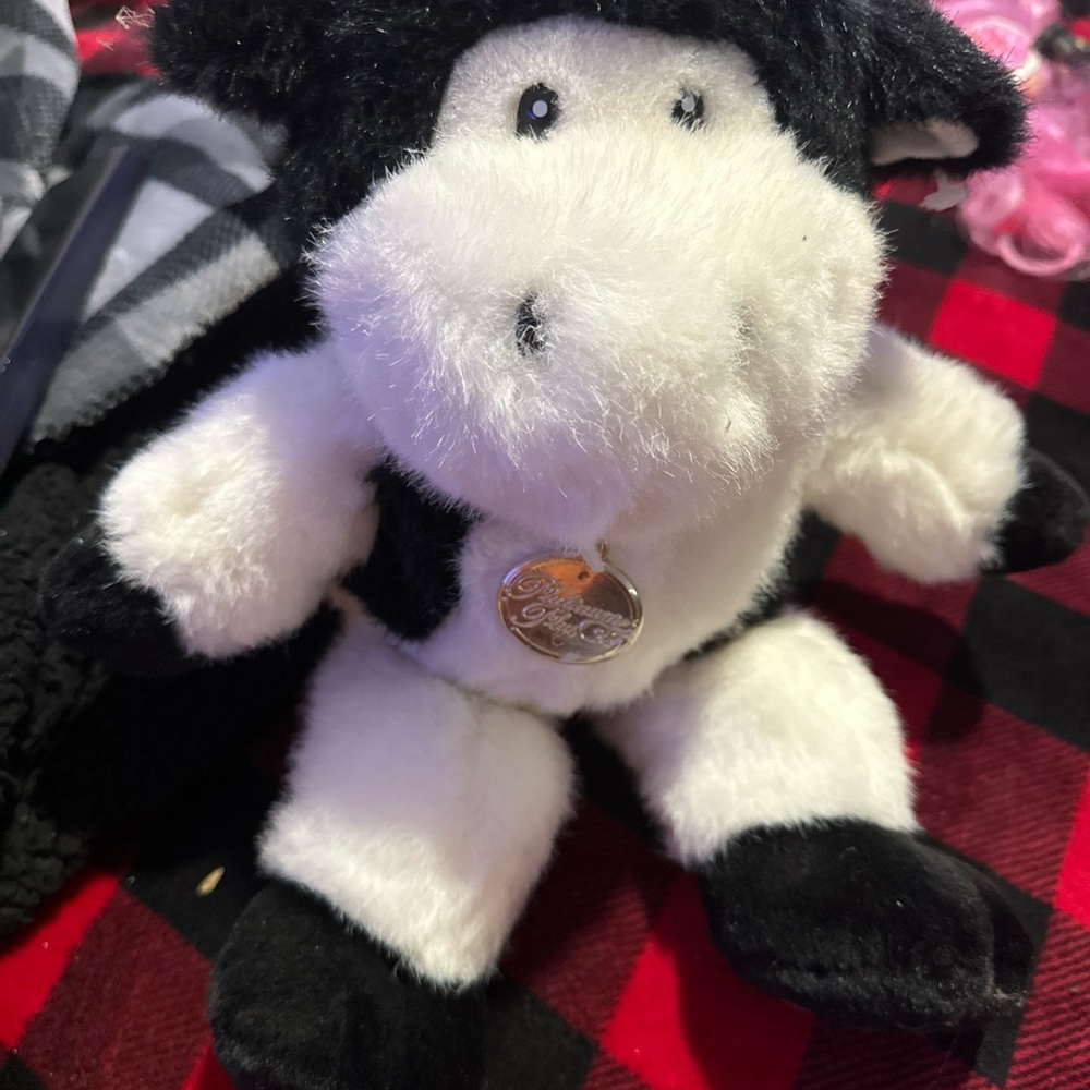 Charming Black and White Plush Cow Toy
